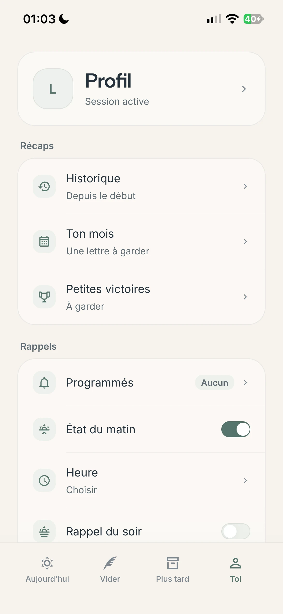 Écran intermédiaire de Molleva 06