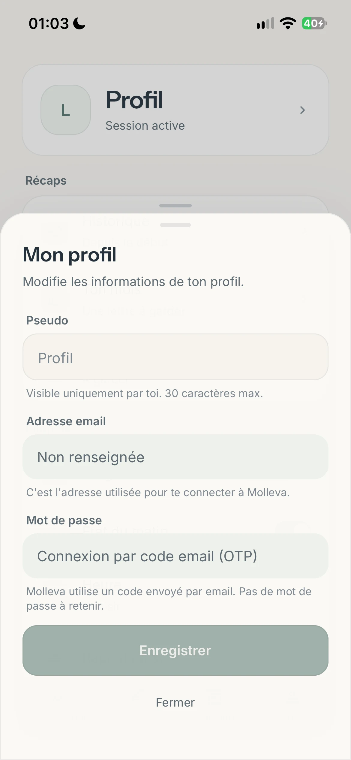 Écran intermédiaire de Molleva 07