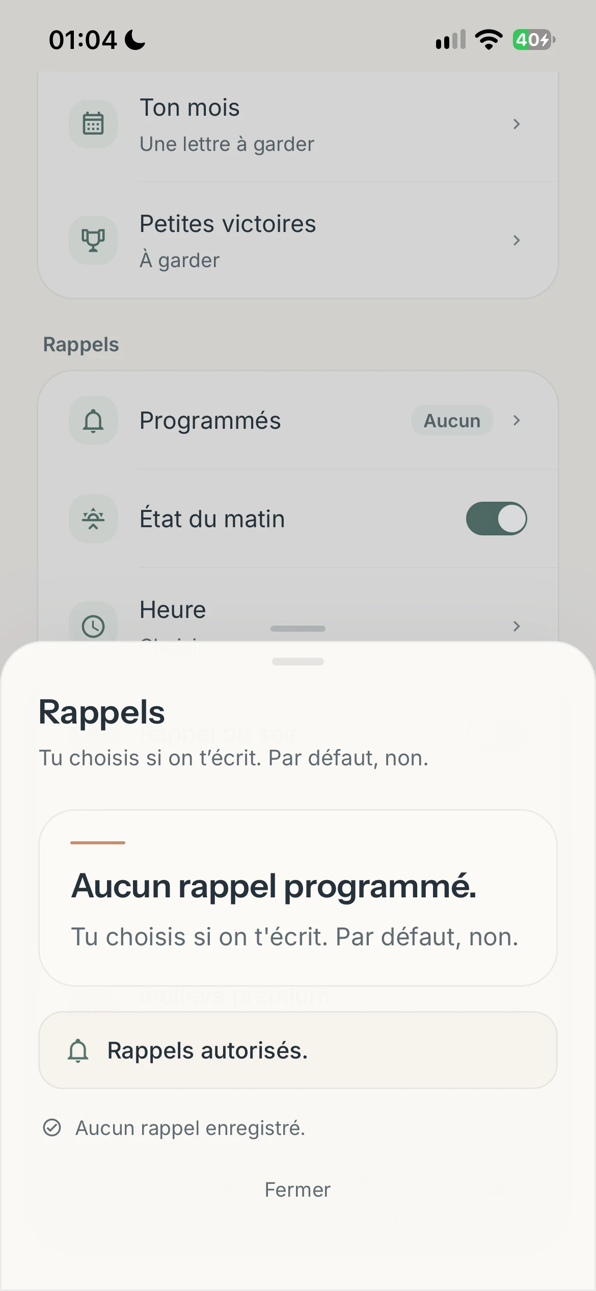 Écran intermédiaire de Molleva 13