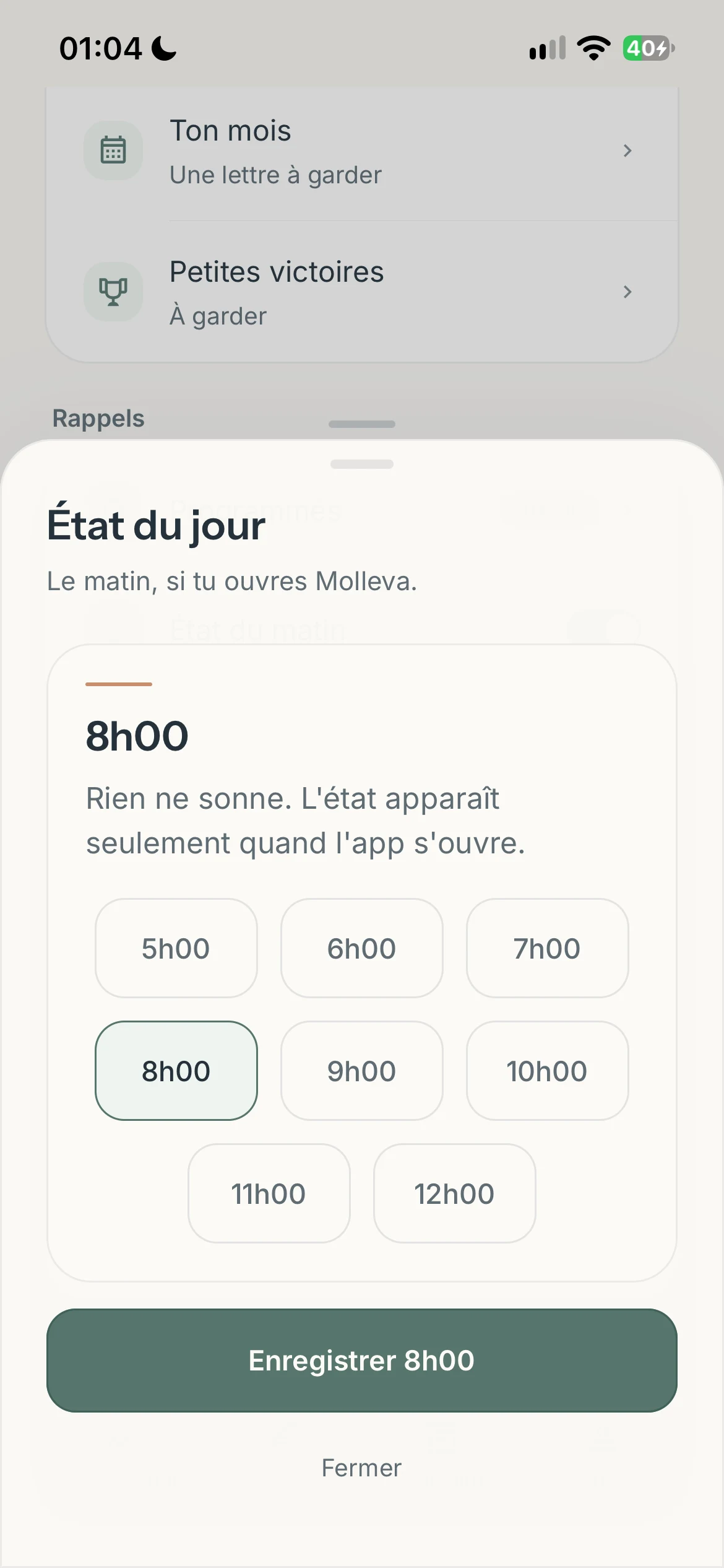 Écran intermédiaire de Molleva 14