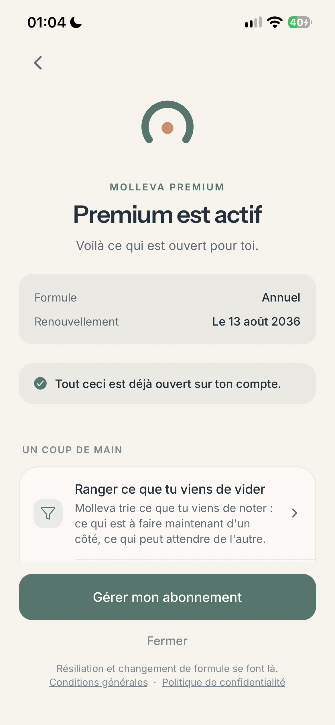 Écran intermédiaire de Molleva 16