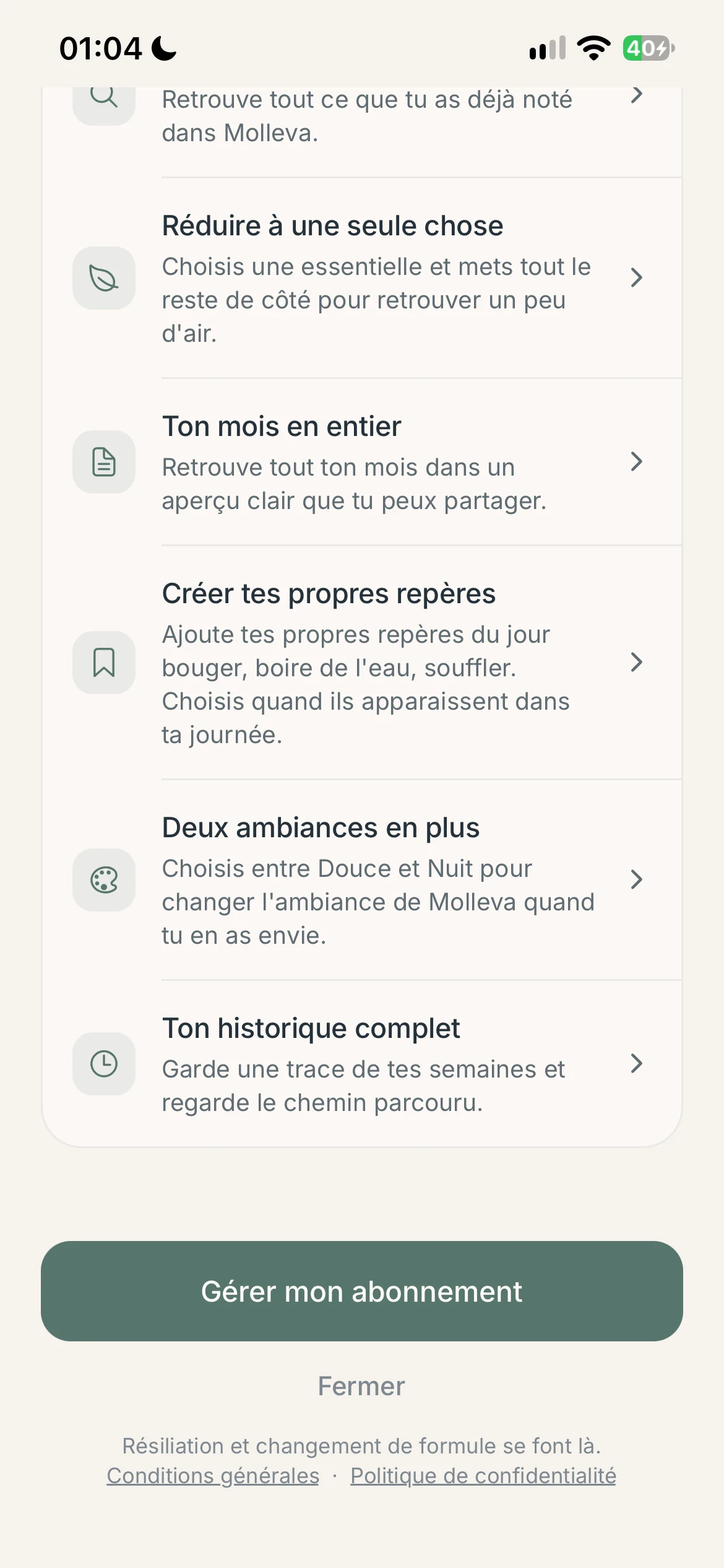 Écran intermédiaire de Molleva 19