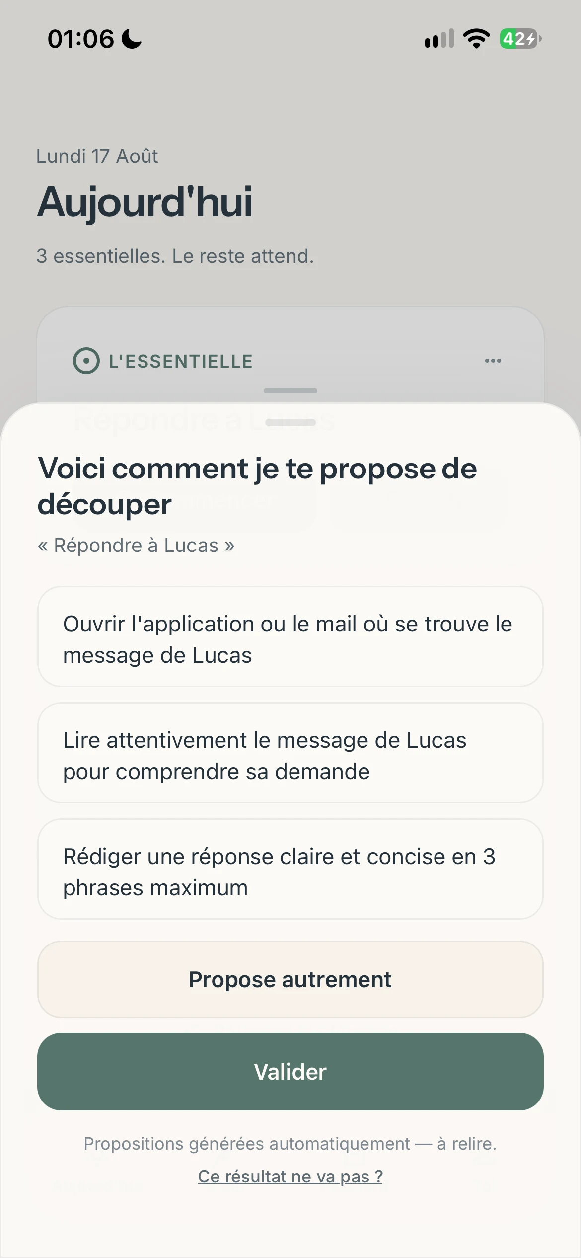 Écran intermédiaire de Molleva 38