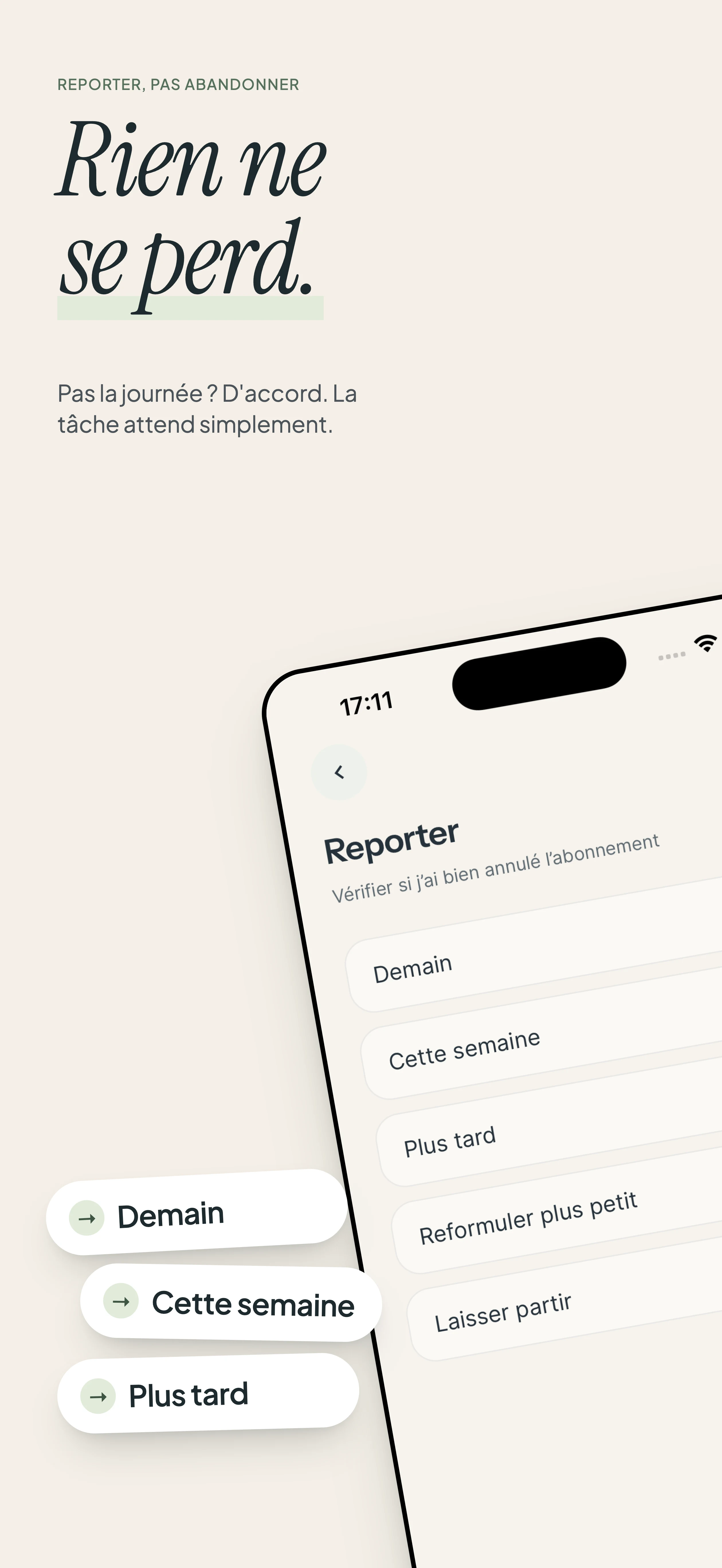 Fiche Google Play du report d’une tâche