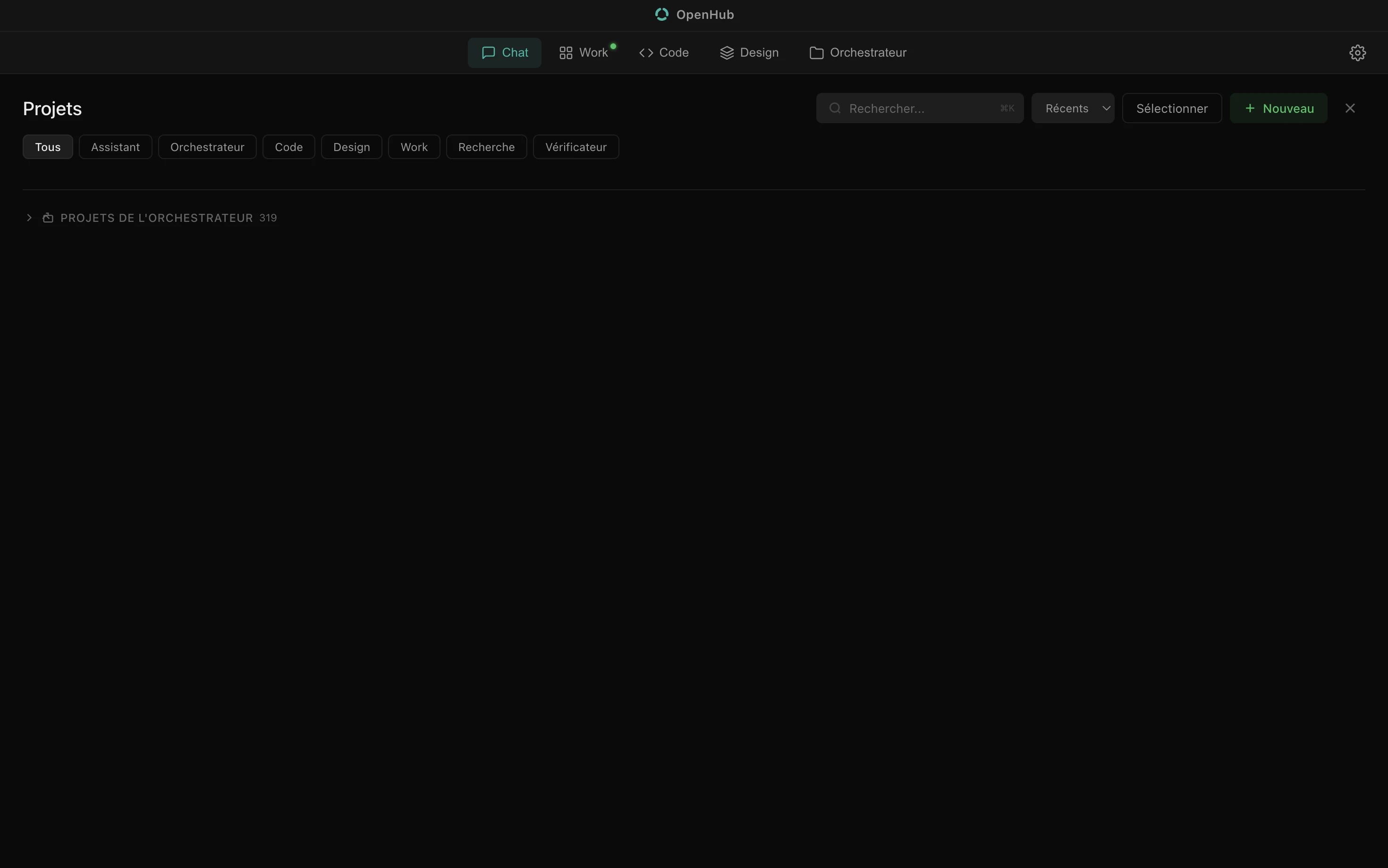 Projet dans le chat OpenAxis